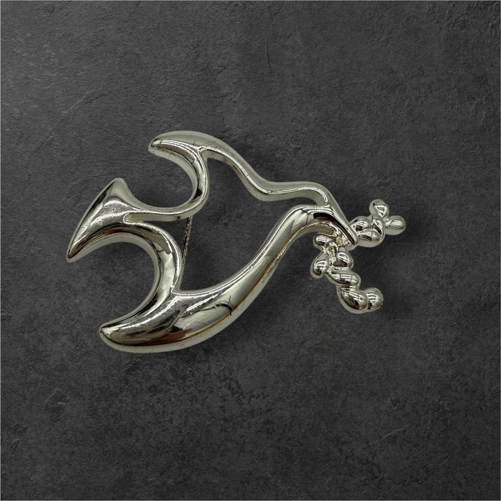 Vintage Anne Klein Silver Dove of Peace w/ Olive Branch Brooch Pin
